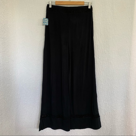 Free People Maddie Wide Leg Sleep or Lounge Pants Black - Picture 5 of 10